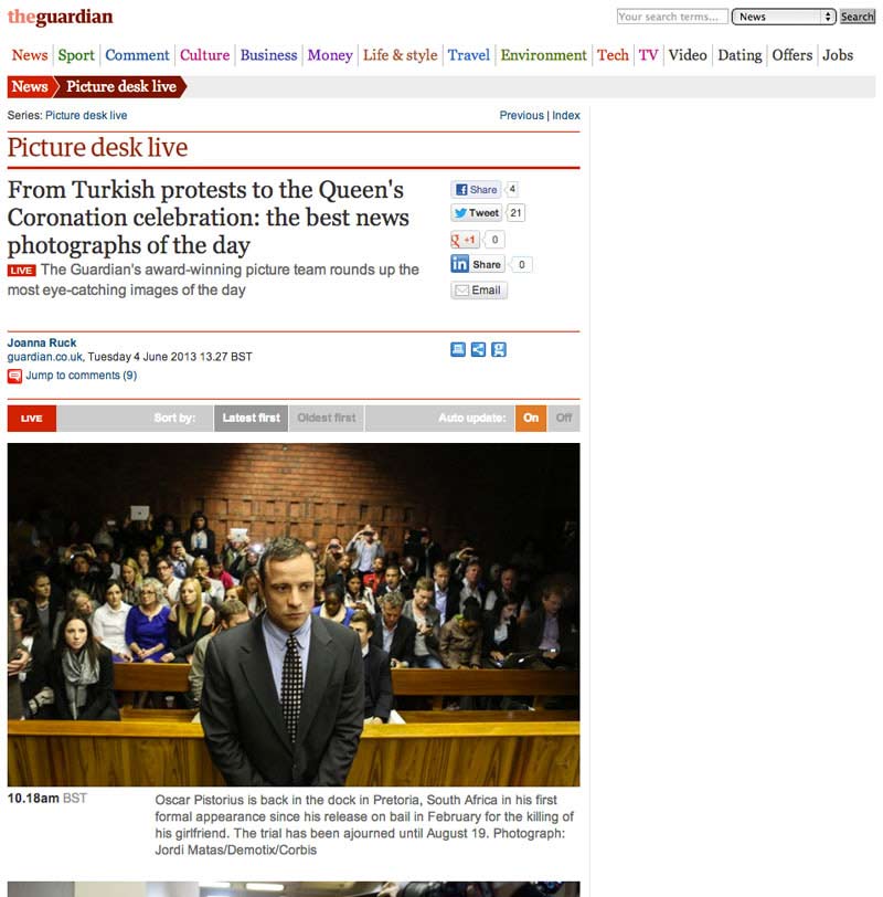 The Guardian Picture Desk Live Oscar Pistorius Jordi Matas